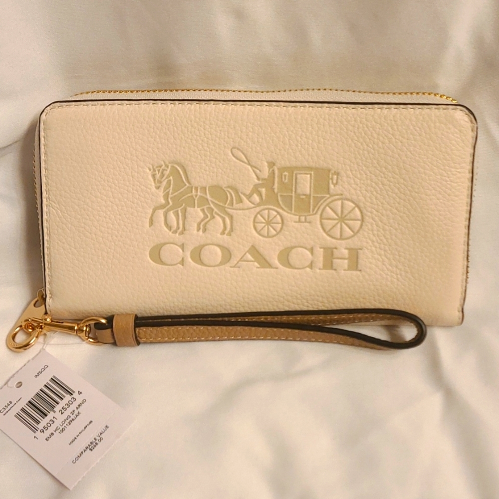 COACH Long Zip Around Wallet with Embossed Horse & Carriage